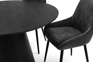 Siena spisegruppe rund 130 cm svart med 6 Alsarp spisestoler - Svart - Møbler - Bord - Spisegruppe