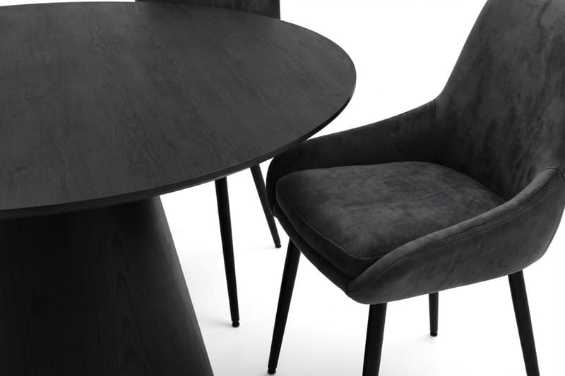 Siena spisegruppe rund 130 cm svart med 6 Alsarp spisestoler - Svart - Møbler - Bord - Spisegruppe