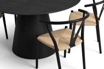 Siena spisegruppe rund 130 cm svart med 6 Elysia spisestoler - Svart - Møbler - Bord - Spisegruppe