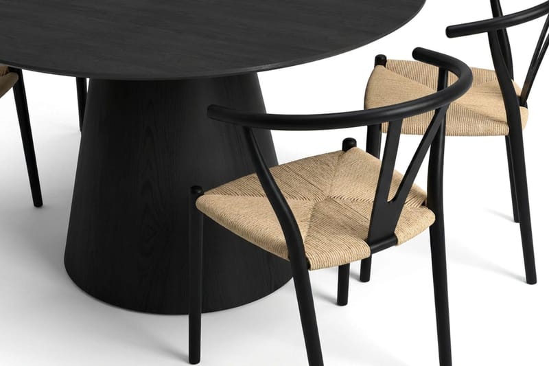 Siena spisegruppe rund 130 cm svart med 6 Elysia spisestoler - Svart - Møbler - Bord - Spisegruppe