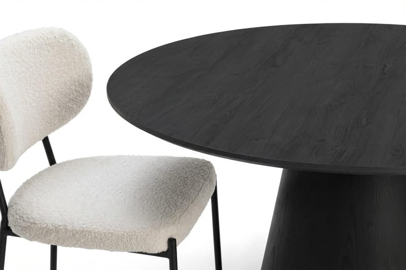 Siena spisegruppe rund 130 cm svart med 6 Gemmiano spisestoler - Svartbeiset eik - Møbler - Bord - Spisegruppe