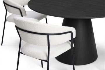 Siena spisegruppe rund 130 cm svart med 6 Karol spisestoler - Svart - Møbler - Bord - Spisegruppe