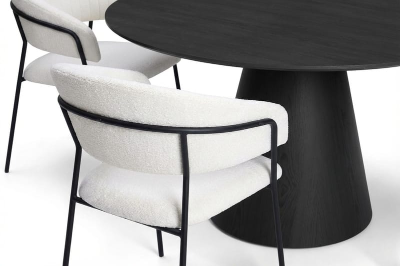 Siena spisegruppe rund 130 cm svart med 6 Karol spisestoler - Svart - Møbler - Bord - Spisegruppe