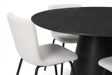 Siena spisegruppe rund 130 cm svart med 6 Katy spisestoler - Svart - Møbler - Bord - Spisegruppe