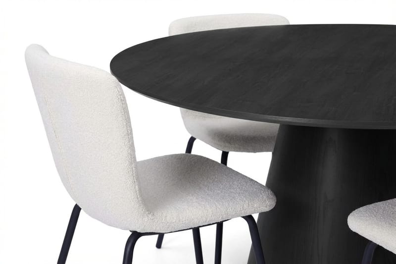 Siena spisegruppe rund 130 cm svart med 6 Katy spisestoler - Svart - Møbler - Bord - Spisegruppe