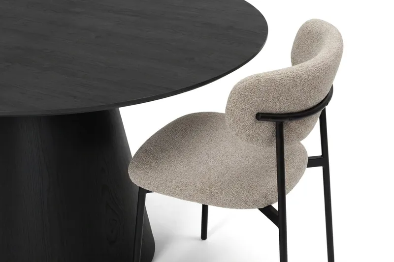 Siena spisegruppe rund 130 cm svart med 6 Lucy spisestoler - Svart - Møbler - Bord - Spisegruppe