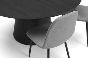 Siena spisegruppe rund 130 cm svart med 6 Nibe spisestoler - Svart - Møbler - Bord - Spisegruppe