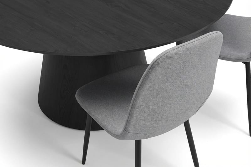 Siena spisegruppe rund 130 cm svart med 6 Nibe spisestoler - Svart - Møbler - Bord - Spisegruppe