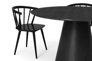 Siena spisegruppe rund 130 cm svart med 6 Tyrö spisestoler - Svart - Møbler - Bord - Spisegruppe