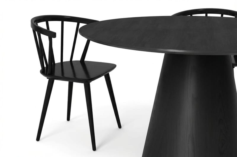 Siena spisegruppe rund 130 cm svart med 6 Tyrö spisestoler - Svart - Møbler - Bord - Spisegruppe
