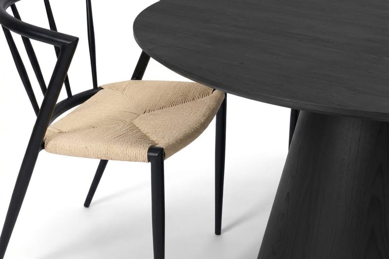Siena spisegruppe rund 130 cm svart med 6 Winston spisestoler - Svart - Møbler - Bord - Spisegruppe