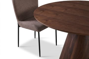 Siena Spisegruppe Rund 130 cm Valnøtt med 6 Elsie Spisestoler - Valnøtt/Grå - Møbler - Bord - Spisegruppe