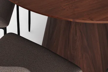 Siena spisegruppe rund 130 cm valnøtt med 6 Elsie spisestoler - Valnøtt/Grå - Møbler - Bord - Spisegruppe