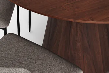 Siena spisegruppe rund 130 cm valnøtt med 6 Elsie spisestoler - Valnøtt/Lysegrå - Møbler - Bord - Spisegruppe