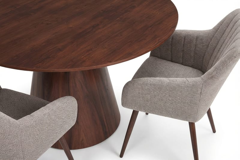 Siena spisegruppe rund 130 cm valnøtt med 6 Filippa spisestoler - Valnøtt - Møbler - Bord - Spisegruppe