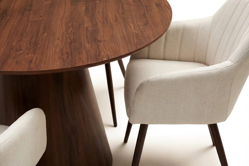 Siena spisegruppe rund 130 cm valnøtt med 6 Filippa spisestoler - Valnøtt - Møbler - Bord - Spisegruppe