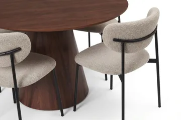 Siena spisegruppe rund 130 cm valnøtt med 6 Lucy spisestoler - Valnøtt - Møbler - Bord - Spisegruppe
