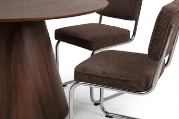 Siena spisegruppe rund 130 cm valnøtt med 6 Milva spisestoler - Valnøtt - Møbler - Bord - Spisegruppe