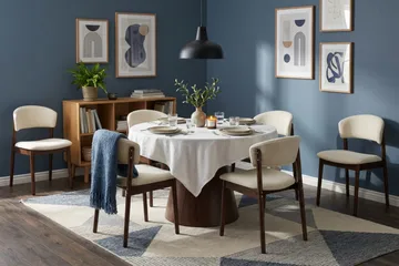 Siena spisegruppe rund 130 cm valnøtt med 6 Nala spisestoler - Valnøtt - Møbler - Bord - Spisegruppe