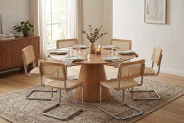 Siena spisegruppe rund 150 cm eik med 6 Build spisestoler - Eik - Møbler - Bord - Spisegruppe