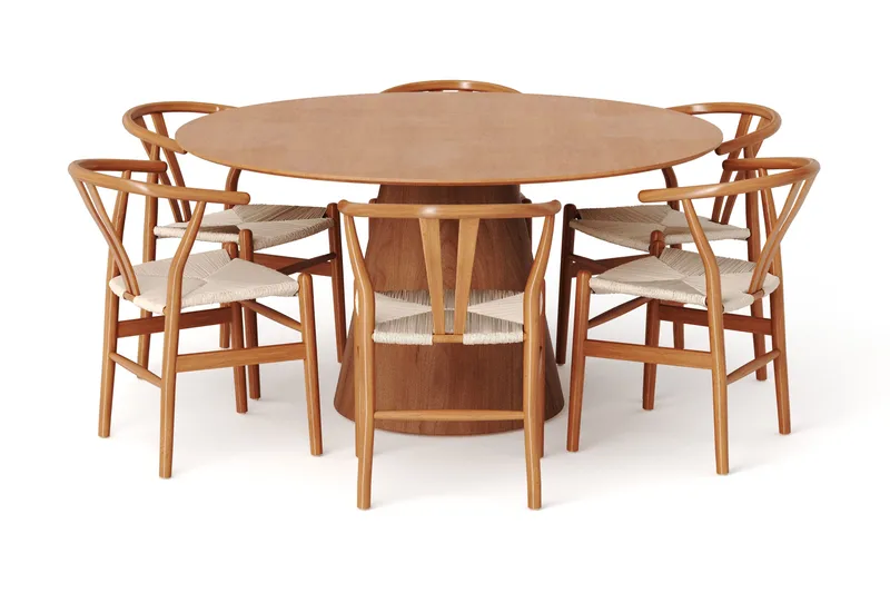 Siena Spisegruppe rund 150 cm Eik med 6 Dastoori spisestoler - Eik - Møbler - Bord - Spisegruppe
