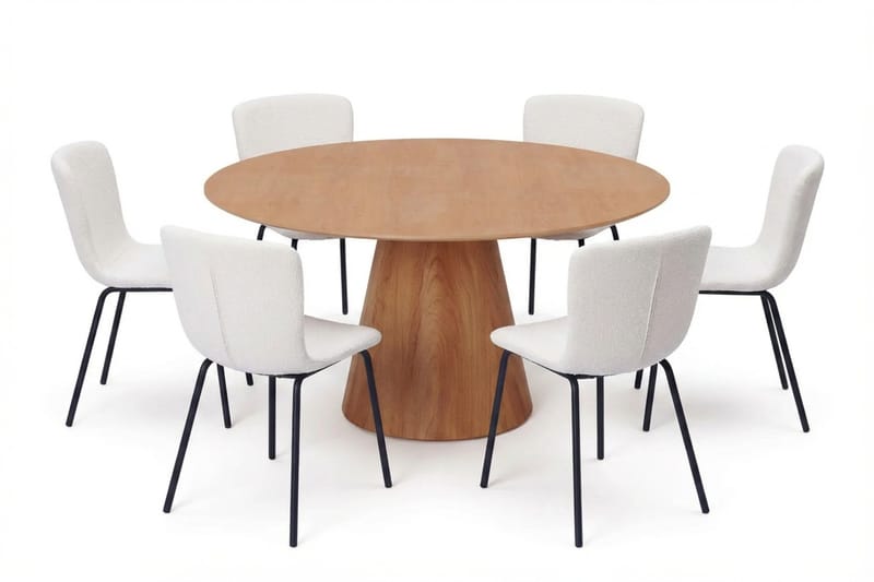 Siena Spisegruppe rund 150 cm Eik med 6 Katy spisestoler, Eik