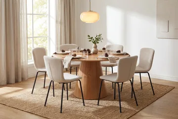 Siena Spisegruppe rund 150 cm Eik med 6 Katy spisestoler - Eik - Møbler - Bord - Spisegruppe