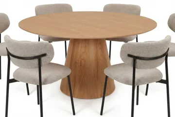 Siena spisegruppe rund 150 cm eik med 6 Lucy spisestoler - Eik - Møbler - Bord - Spisegruppe