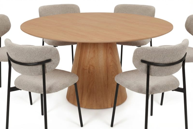 Siena spisegruppe rund 150 cm eik med 6 Lucy spisestoler - Eik - Møbler - Bord - Spisegruppe