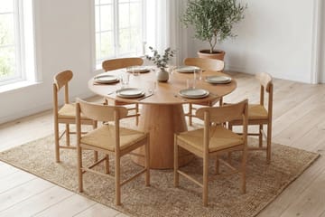 Siena spisegruppe rund 150 cm eik med 6 Malte spisestoler - Eik - Møbler - Bord - Spisegruppe
