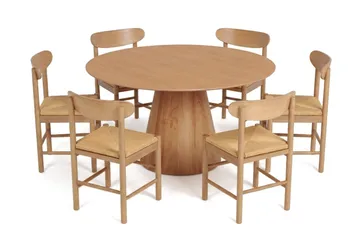 Siena spisegruppe rund 150 cm eik med 6 Malte spisestoler - Møbler - Bord - Spisegruppe