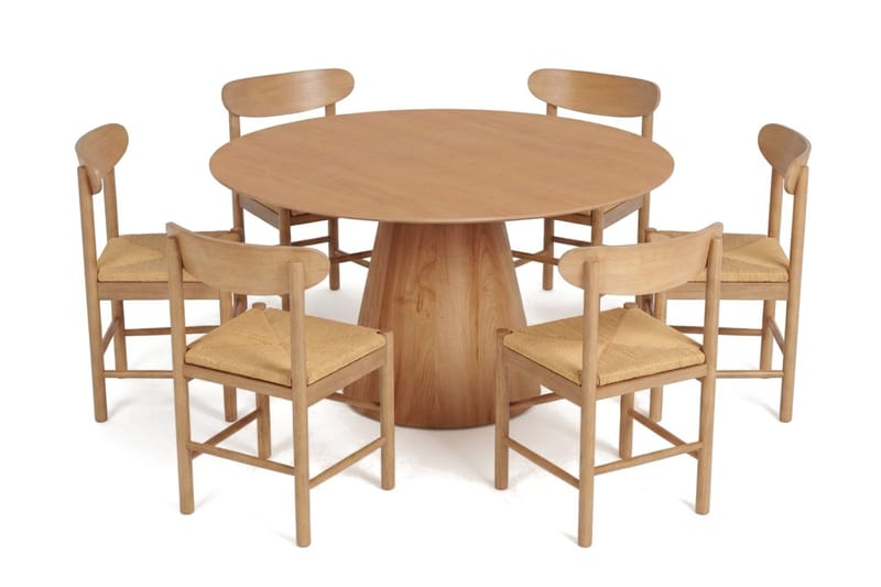 Siena spisegruppe rund 150 cm eik med 6 Malte spisestoler - Møbler - Bord - Spisegruppe