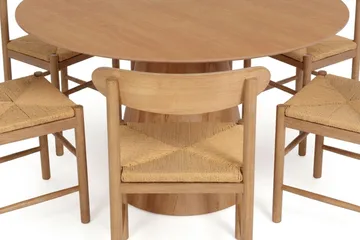 Siena spisegruppe rund 150 cm eik med 6 Malte spisestoler - Møbler - Bord - Spisegruppe