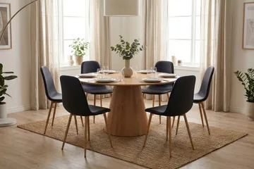 Siena spisegruppe rund 150 cm eik med 6 Nibe spisestoler - Eik - Møbler - Bord - Spisegruppe