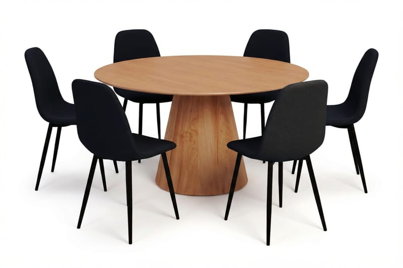 Siena spisegruppe rund 150 cm eik med 6 Nibe spisestoler, Eik