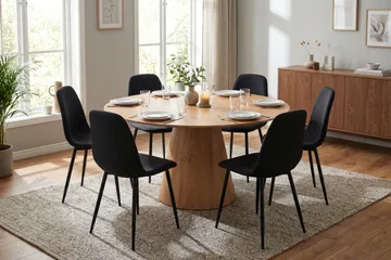 Siena spisegruppe rund 150 cm eik med 6 Nibe spisestoler - Eik - Møbler - Bord - Spisegruppe