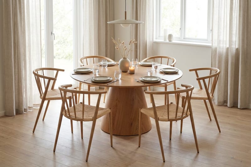 Siena spisegruppe rund 150 cm eik med 6 Winston spisestoler - Eik - Møbler - Bord - Spisegruppe