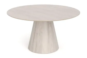 Siena spisegruppe rund 150 cm hvitlasert med 6 Build spisestoler - Hvitlasert/natur/krom - Møbler - Bord - Spisegruppe