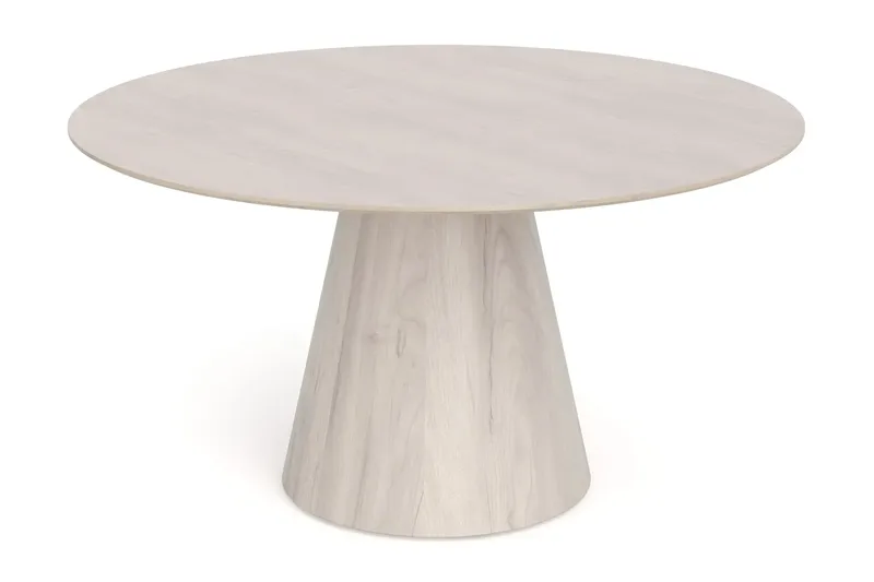 Siena spisegruppe rund 150 cm hvitlasert med 6 Build spisestoler - Hvitlasert/natur/krom - Møbler - Bord - Spisegruppe