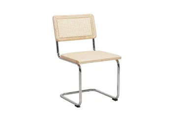 Siena spisegruppe rund 150 cm hvitlasert med 6 Build spisestoler - Hvitlasert/natur/krom - Møbler - Bord - Spisegruppe