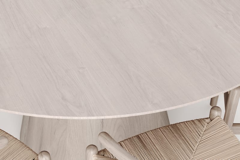 Siena Spisegruppe rund 150 cm Hvitlasert med 6 Dastoori spisestoler - Hvitlasert - Møbler - Bord - Spisegruppe