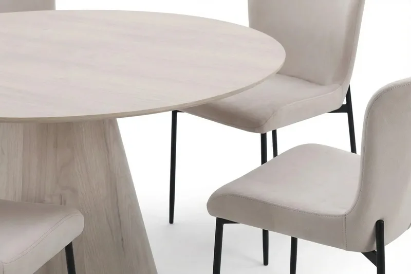 Siena spisegruppe rund 150 cm hvitlasert med 6 Elsie spisestoler - Hvitbeiset eik - Møbler - Bord - Spisegruppe