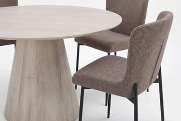 Siena spisegruppe rund 150 cm hvitlasert med 6 Elsie spisestoler - Hvitlasert/brun - Møbler - Bord - Spisegruppe