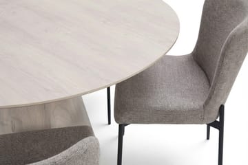 Siena spisegruppe rund 150 cm hvitlasert med 6 Elsie spisestoler - Hvitlasert/lysegrå - Møbler - Bord - Spisegruppe