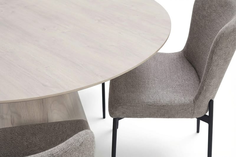 Siena spisegruppe rund 150 cm hvitlasert med 6 Elsie spisestoler - Hvitlasert/lysegrå - Møbler - Bord - Spisegruppe