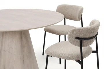 Siena spisegruppe rund 150 cm hvitlasert med 6 Lucy spisestoler - Hvitbeiset eik - Møbler - Bord - Spisegruppe