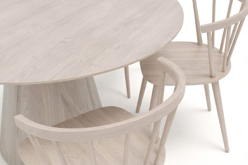 Siena spisegruppe rund 150 cm hvitlasert med 6 Tyrö spisestoler - Hvitlasert - Møbler - Bord - Spisegruppe