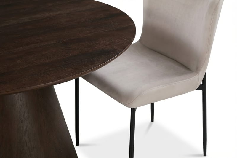 Siena spisegruppe rund 150 cm røkt eik med 6 Elsie spisestoler - Røkt eik/Beige - Møbler - Bord - Spisegruppe
