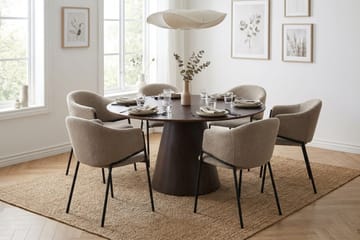 Siena spisegruppe rund 150 cm røkt eik med 6 Filip spisestoler - Røkt eik - Møbler - Bord - Spisegruppe