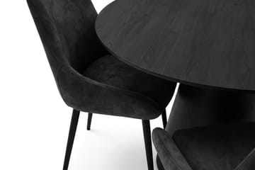 Siena Spisegruppe rund 150 cm Svart med 6 Alsarp spisestoler - Svart - Møbler - Bord - Spisegruppe